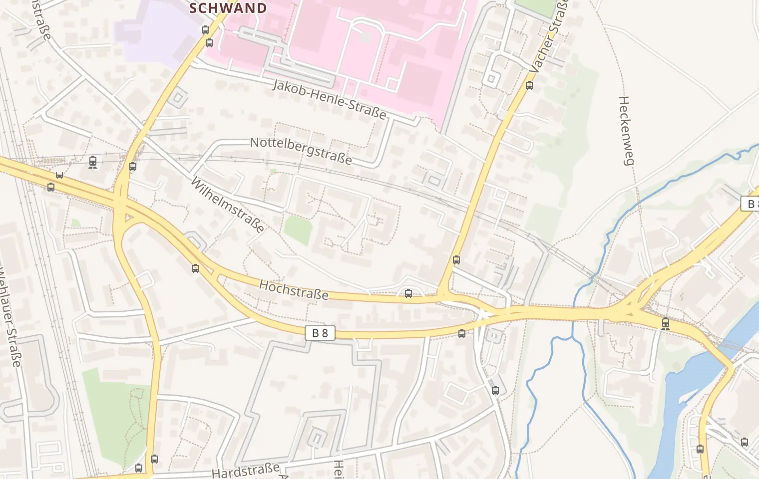 Map showing Vacher Straße 15 in Fürth