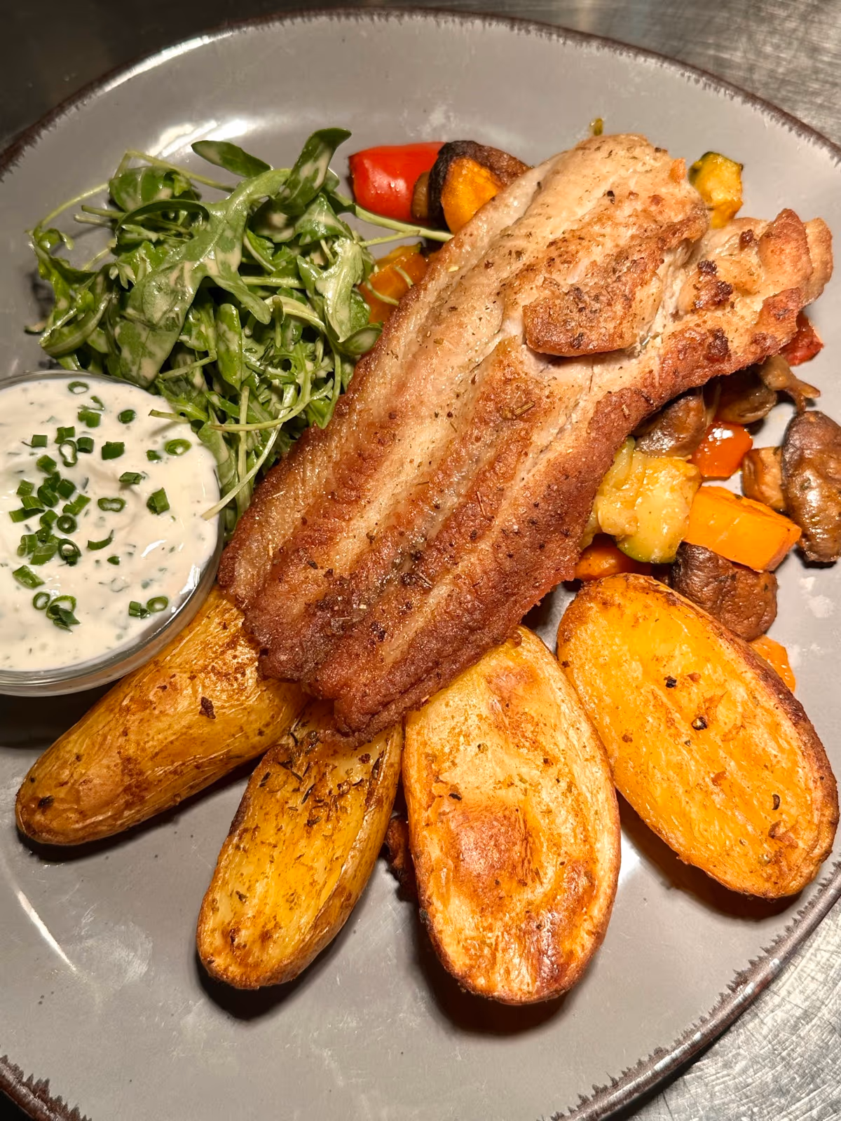 Herb-crusted catfish fillet